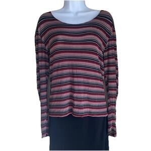 VTG Western Connection Women’s M Striped Long Sleeve Dark Academia Stretch USA